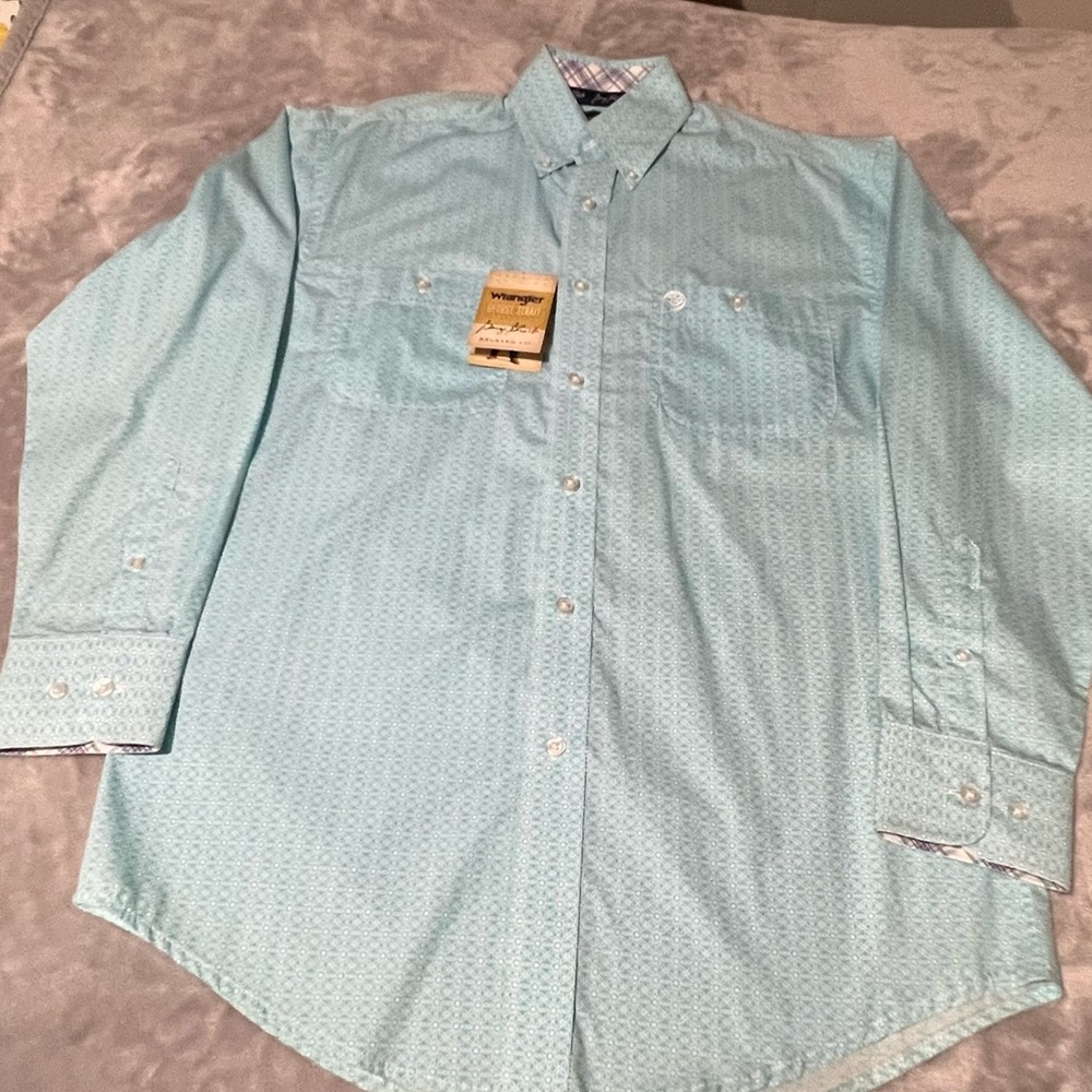 Wrangler Men's Aqua Button Down Shirt